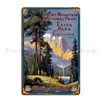 Национален парк Rocky Mountain, Естес Парк, Колорадо, Реколта стикер, Метални табели, Изработени по поръчка пъб-бар, Класически декор на стените, Лидице табела, плакат