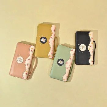 Нов дамски портфейл с цип, дълга Корея чанта за мобилен телефон, голям голям мультяшная чанта с клипс за смяна на мода
