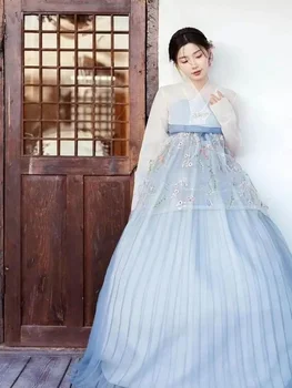 Нов Син Ханбок за жени, Корейски, Традиционен костюм, придворная облекло да се изяви в Двореца на малцинствата, дрехи за танци на сватбеното парти с цветя