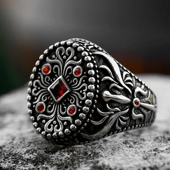 Нов уникален дизайн BEIER, пръстен с турски камък от неръждаема стомана, ретро модел, мъжки пръстен, бижута в национален стил в стил ретро, подарък