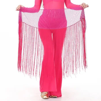 Нова дамски дълга пола за танц на корема с пискюли, шал за ориенталски танци, 9 цветни карнавални костюми за изпълнения на Хелоуин