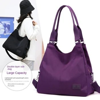 Нова дамски ежедневни найлон голяма чанта-тоут, леки водоустойчива чанта с голям капацитет, чанта-месинджър, дамски пазарска чанта през рамо 가방