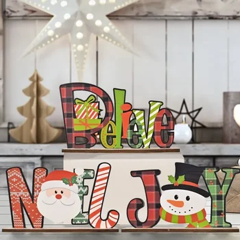 Нова Коледна украса, Коледни Дървени орнаменти с букви Коледни игри на творчески печатни украса