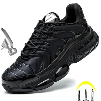 Нова Мъжки Защитни Обувки На Въздушна възглавница Със Защита От удари, Обувки Със Стоманени пръсти, Работни Ботуши със защита От пробиви, Модни, Спортни Обувки, Големи Размери 48