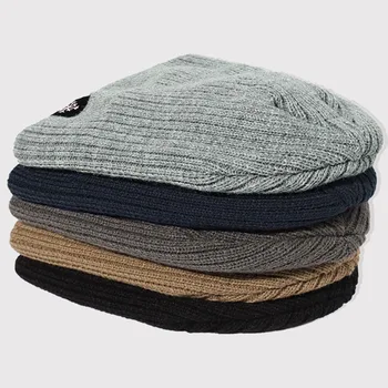 Нова однотонная зимна шапка с топла вискозни, Модни висококачествена шапка за възрастни, проста стикер от снежна тъкан, градинска шапка