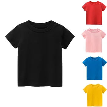 Новата пролетна Детска Тениска Soild Color За Малки Момчета, Дрехи за момичета, Детски Памук костюм с къси ръкави, Детски Блузи, Дрехи от 2 до 8 години
