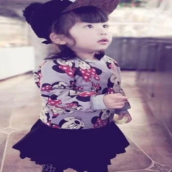 Новата пролетно-есенна дрехи за малките момичета, детска тениска с дълъг ръкав, блузи с шарките на Мини Маус за деца, памучен детски дрехи