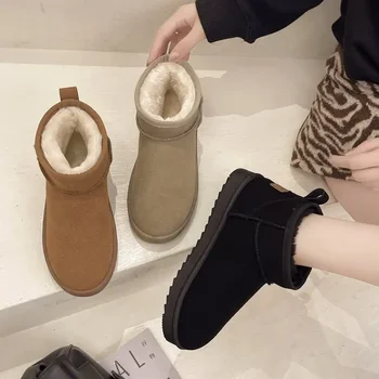 Нови зимни ботуши в стил кратки мини-зимните модни комфортна женски непромокаеми ботильонов на равна подметка, обикновена модни обувки на равна подметка 2023 година на издаване