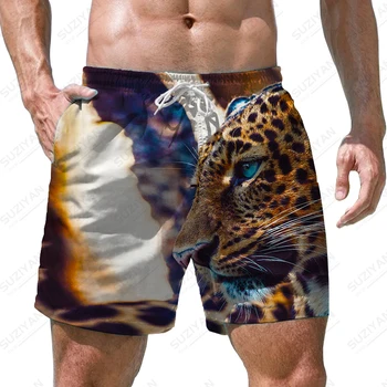 Нови летни мъжки къси панталони 2023 г., най-високо качество, голям размер, свободни плажни шорти, къси панталони с 3D-принтом животни, шорти улична мода