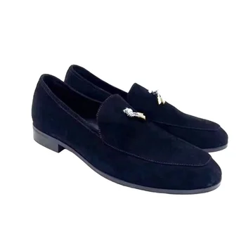 Нови модни черни и сини мъжки кадифе лоферы с пискюли, Ежедневни обувки на равна подметка, без съединителни ръчно изработени, мъжки обувки за шофиране