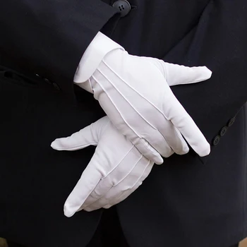 Нови мъжки обикновена бели ръкавици за смокинг за парти, на тържествена церемония официалната униформа, защитно облекло, за иконом, защитни Етикет-ръкавици без пръсти