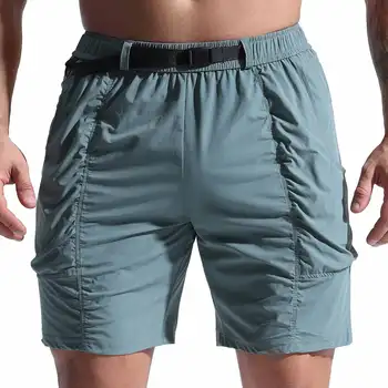 Нови мъжки спортни шорти с регулируем ластик в талията, свободни мъжки къси панталони за фитнес, ежедневни къси панталони-карго джобове