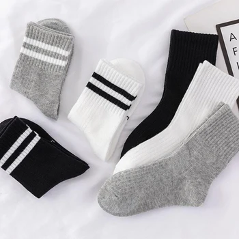 Обикновена ленти, Меки дишащи памучни къси чорапи за момичета И момчета, ежедневни Сиви Черни Бели Спортни Мъжки/дамски чорапи Унисекс