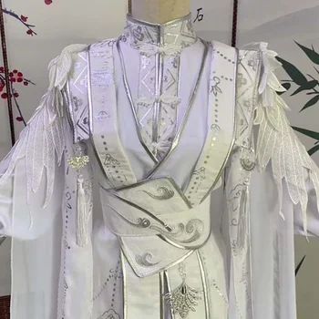 Обичай Женски и мъжки доброто карнавалния костюм на Котка Master, бяло облекло, Китайското рокля Hanfu За жени Голям размер 5XL