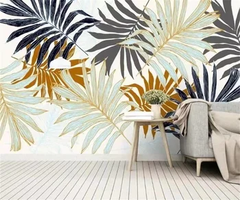 обичай модерните 3D тапети листа от тропически растения Телевизор Спалня хол Декоративни картини, 3d тапети papel tapiz