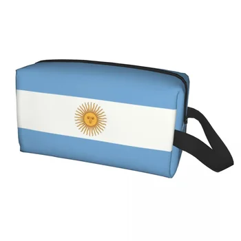 Обичай Флаг на Аржентина Чанта за тоалетни принадлежности за жени Козметични Органайзер за грим Lady Beauty Storage Dopp Box Kit
