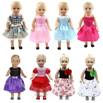 Облекло за кукли интересите на 45 см, аксесоари за американските кукли, модерно розова рокля с лък, подарък за момичета