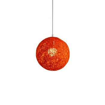 Оранжева Топка Полилей от Бамбук, Ратан и Юта Индивидуалното Творчество Сферична Лампа от ратан 
