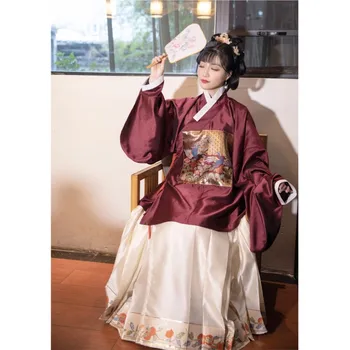 Оригинален имитационный грим на династията Мин Хан с флорални кроличьим модел, пола с конете муцуна, рокля Mamian 2023
