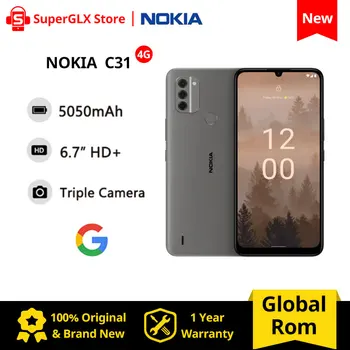 Оригинален Нов Nokia C31 4G 6,74-инчов HD + дисплей, 4 GB оперативна памет 64/128 GB Rom 13 Mp Тройната Помещение на Две SIM карти Батерия 5050 ма Android 12