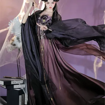 Оригинална пола с черна пионом 2023 г., обличам Hanfu, женски елементи Han, Подобрена лятна пола Hezi с бродерия Super Immortal
