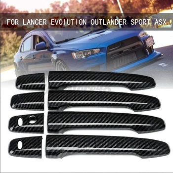 Отрежете дръжката на вратата на колата е от въглеродни влакна за Mitsubishi Lancer Evolution X Outlander Sport ASX