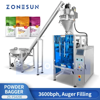 Пакър прахове ZONESUN VFFS Големи пакети за брашно, захар, сол, Зърна за опаковане, разфасоване, запечатване машина ZS-FS420E
