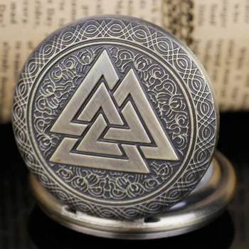Пирамидална триъгълник, тайнствен символ, бронзови кварцови часовници джоб с брелком на веригата, часовници-най-добрият подарък за мъже и жени