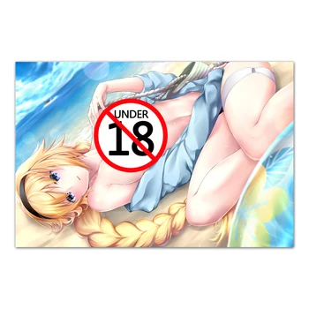 Плажна секси блондинка по бикини с участието на аниме върху платно, постери и щампи, стенни художествени картини за вашия интериор дневна