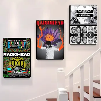 Плакат на британската група Radiohead, самоклеящийся художествен плакат, Ретро стикер от Крафт-хартия, Направи си САМ, Стая, Бар, Кафене, Ретро декоративен