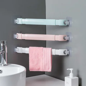 Пластмасов стенен баня телескопични рафтове кърпи бар самоклеящийся притежателя на ролка хартия кука за бани и аксесоари 