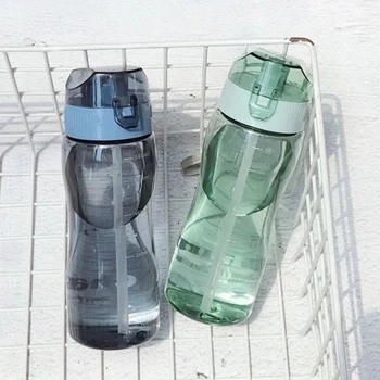 пластмасова бутилка за вода с обем от 580 мл, Преносима Спортна чаша за чай и кафе, кухненски принадлежности, детска бутилка за вода за училище, бистра