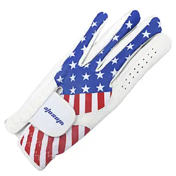 Подарък Мъжки Ръкавица за голф с регулируема закопчалка за голф играчи с Модел на американски флаг от здрава изкуствена кожа с лявата си ръка