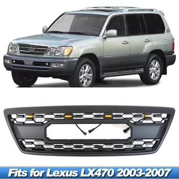 Подходящ за Lexus LX470 2003 2004 2005 2006 2007 промяна на предната решетка с led подсветка аксесоари на решетка предна броня
