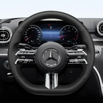 Подходящ за Mercedes Benz C260l/e300l/glc300l/a200l/GLB Зашити на Ръка устойчива на плъзгане Дишаща Кожена Покриване на Волана