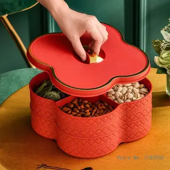 Полиетиленово кутия за съхранение на сушени плодове с капак, Портативен контейнер за съхранение на закуски за шоколадови бонбони и бисквитки