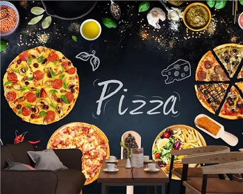 Потребителски тапети 3D стенопис индивидуалност на пицария, сладкарница дъска вестник декорация на хлебни изделия, рисуване на фона на стената фотообои