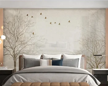 Потребителски тапети стенопис 3d в американския ностальгическом стил, клон птица елен фон на стената хол украса спални боядисване тапети