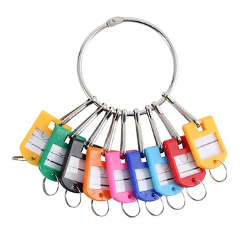 Преносим органайзер за ключове на метален пръстен с кутия пролетта куки и бирками за ключове с прозорец за пръстени и етикети