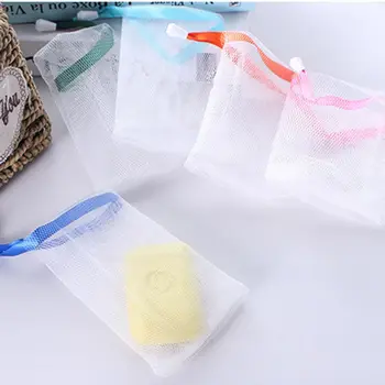 Преносима чанта от съвсем малък, лек пенопластовый ексфолираща пяна за инструмент за почистване на лицето, окото торбичка за сапун, Пенящаяся mesh bag
