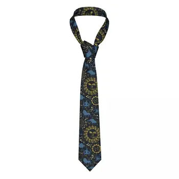 Признаци на Зодиак И Хороскоп на Мъжката Вратовръзка От Полиестер Ширина 8 см Слънце Луна Звезди Витрувианский Маточната Вратовръзка за Мъжете Ежедневни Облекла Вратовръзка Cosplay Подпори