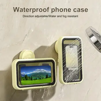 Притежател на телефон в банята, водоустойчив Въртяща стойка за телефон за душ със сензорен екран, търтей, монтиране на стена за баня