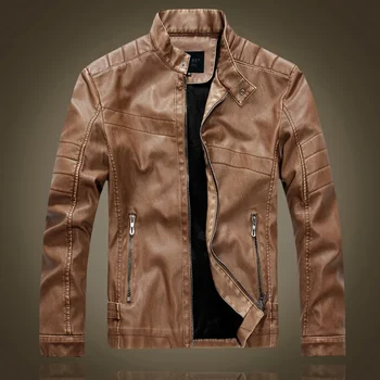 Пролет-есен нова мода мъжка мотоциклетът кожено яке, модно палто