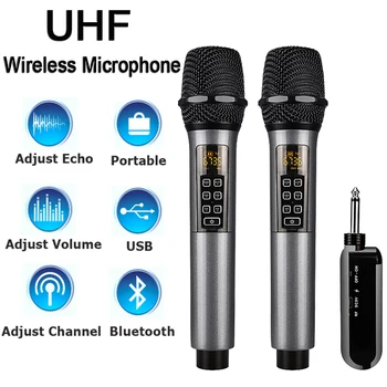 Професионален безжичен UHF микрофон с възможност за избор на канал Ръчно караоке микрофон за студийната домашно парти с песни на сцената