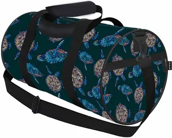 Пътна спортна чанта Blue Turtle Creative Magic Flowers Sea Turtle Нощувка Bag Weekender Чанта за пътуване Спортна чанта-тоут за фитнес зала
