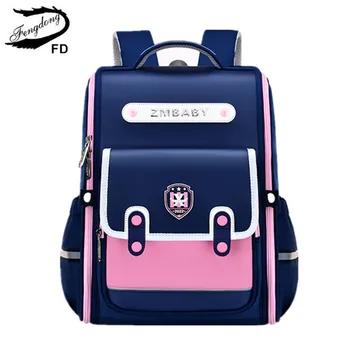 Раница начално училище Fengdong за момичета, висококачествени ортопедични училищна чанта, детски чанта за момичета, водоустойчив училище раница