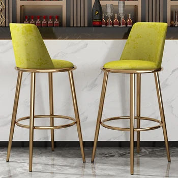 Реколта столове за бар в ресторанта, Високи бар столове с тоалетка, кухненски мебели в скандинавски стил от изкуствена кожа Cadeira Minimalista YN50BC
