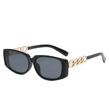 Реколта Черни Квадратни слънчеви очила, Жена луксозна марка, Малки Правоъгълни Слънчеви очила с градиентными прозрачни огледални стъкла Oculos De Sol