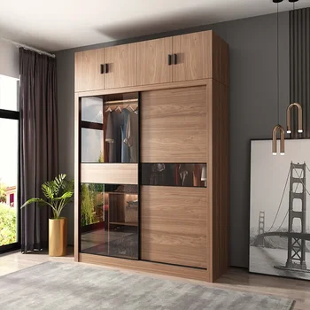 Ретро Врата гардероб със стъкло, Дървена преграда, Уникален Шкаф за съхранение, Организаторите за спалня в скандинавски стил, Мебели за дома