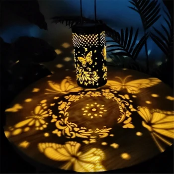 Ретро Слънчев лампа, градинска градински водоустойчив полилей, проекционная лампа с куха пеперуда (с заземляющей вилица)